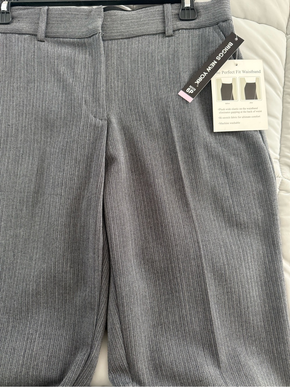 Briggs New York dark grey herringbone  dress pants with Perfect-Fit Waistband